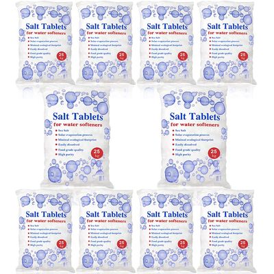 25 Kg Salt Tablets, salt softener tablets 25kg, Food Grade, Compatible to All water softener salt tablet Machines 100% Genuine British Salt Tablet, water softener tablets of Premium Quality (10 Bags)