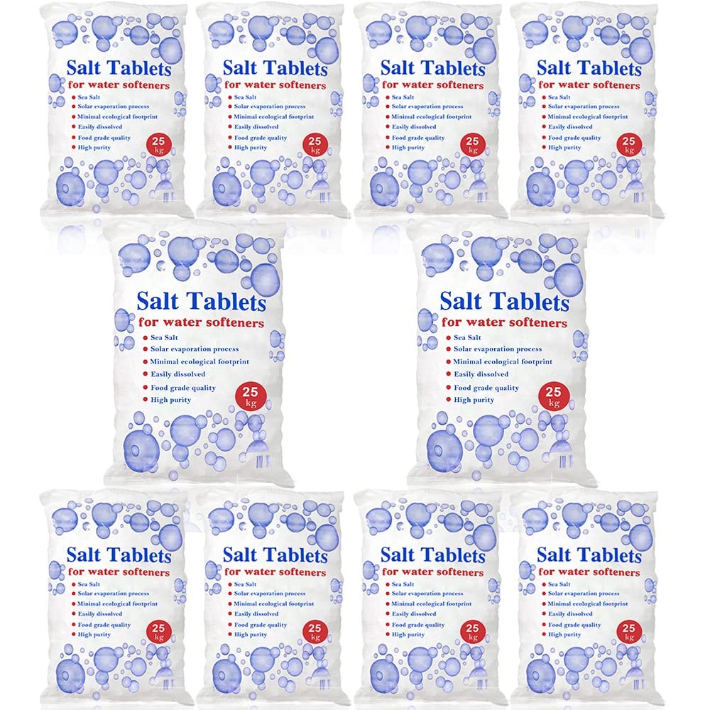 25 Kg Salt Tablets, salt softener tablets 25kg, Food Grade, Compatible to All water softener salt tablet Machines 100% Genuine British Salt Tablet, water softener tablets of Premium Quality (10 Bags)