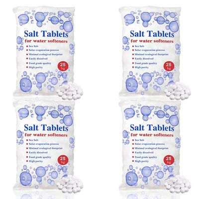 25 Kg Salt Tablets | Water Softener | Food Grade | Compatible to All Water Softner Machines 100% Genuine British Salt Tablet, Tablet Salt of Premium Quality (4 Bags)