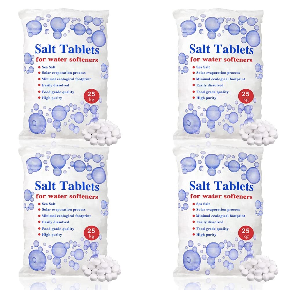 25 Kg Salt Tablets | Water Softener | Food Grade | Compatible to All Water Softner Machines 100% Genuine British Salt Tablet, Tablet Salt of Premium Quality (4 Bags)