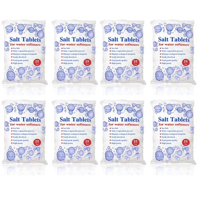 25 Kg Salt Tablets | Water Softener | Food Grade | Compatible to All Water Softner Machines 100% Genuine British Salt Tablet, Tablet Salt of Premium Quality (8 Bags)