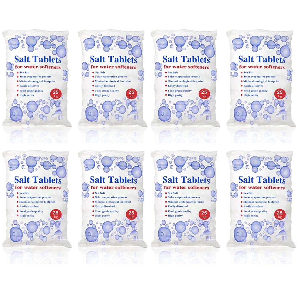25 Kg Salt Tablets | Water Softener | Food Grade | Compatible to All Water Softner Machines 100% Genuine British Salt Tablet, Tablet Salt of Premium Quality (8 Bags)