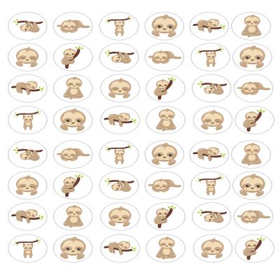 cdb 48 sloths style edible Iced Icing CupCake Toppers Cake frosting fondant