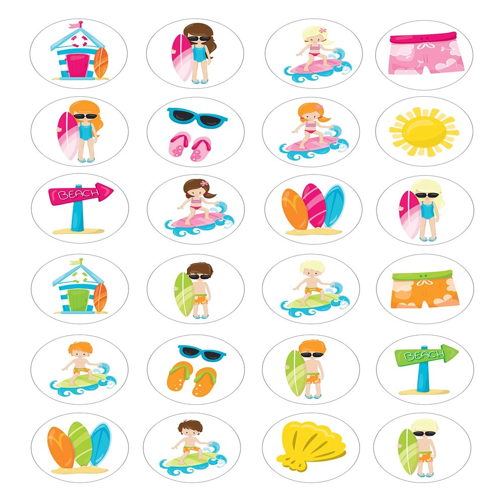 The Cake Decorators Boutique 24 Surfing style edible Iced Icing CupCake Toppers
