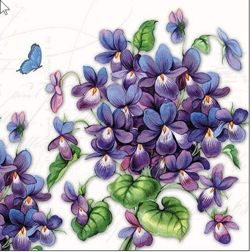 20 Napkins Purple Violet as Table Decoration with Flowers for Spring and Summer 33 x 33 cm