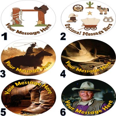 cdb Cowboy Wild West 7.5 inch Round edible Iced fondant Topper Frosting Icing Personalised