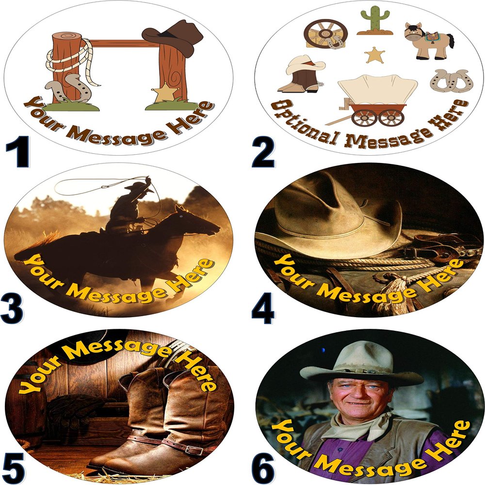 cdb Cowboy Wild West 7.5 inch Round edible Iced fondant Topper Frosting Icing Personalised