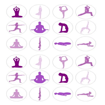 24 edible Yoga exercise party decoration style Iced Icing CupCake Toppers Cake