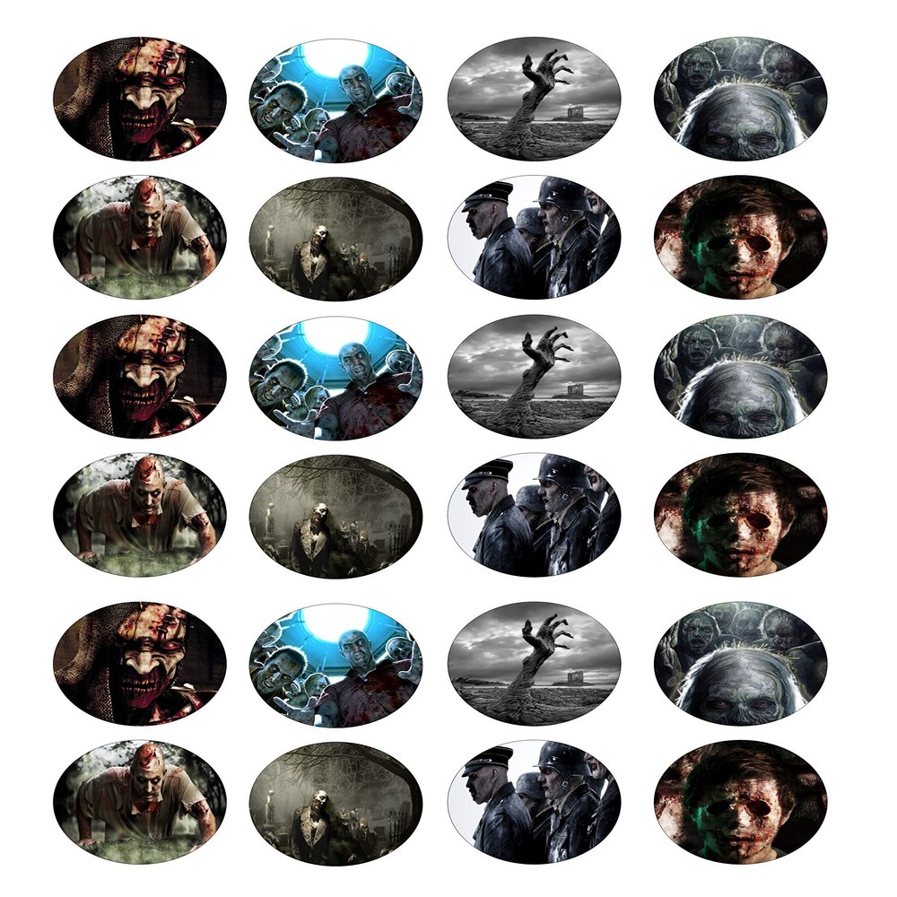 24 edible zombie kids childrens party decorations style Iced Icing CupCake Toppers Cake
