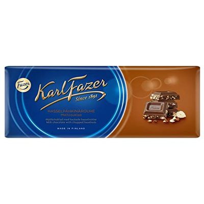 Fazer Karl Fazer Chopped Hazelnuts in Milk Chocolate 4 Bars of 200g