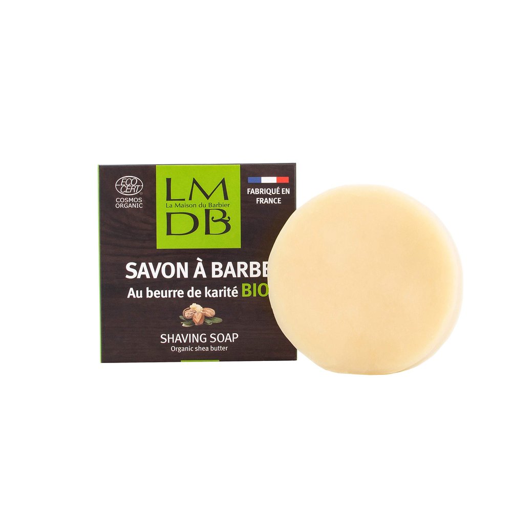 La Maison du Barbier Organic beard soap with 99 percent natural origin ingredients Firm shaving soap with shea butter Made in France
