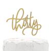NANASUKO Modern Cursive 30th Birthday Cake Topper - thirty - Double Sided Gold Glitter - Premium Quality Made in USA - Gold view 1