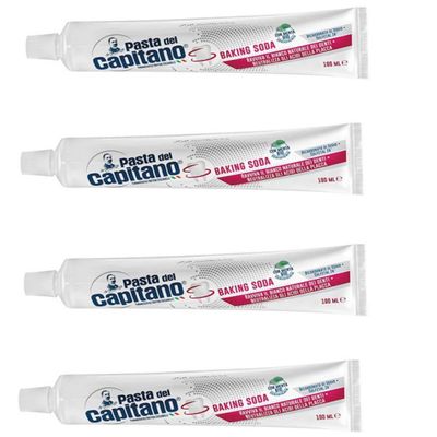 Pasta del Capitano Baking Soda Toothpaste 100ml 3.53oz, Pack of 4