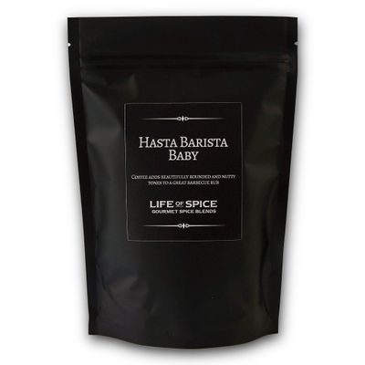 Life of Spice Hasta Barista Baby Spice Rub | All Purpose BBQ Rub for Meat, Fish and Veg | Large Pack (175g) with Recipe Card | Paprika, Espresso, Garlic and Thyme | Fantastic Nutty BBQ Spice Rub