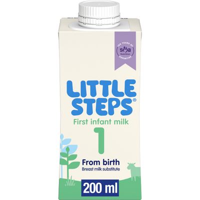 SMA Little Steps by Ready To Drink First Infant Baby Milk from birth Ready-to-use milk 200ml, Pack of 12
