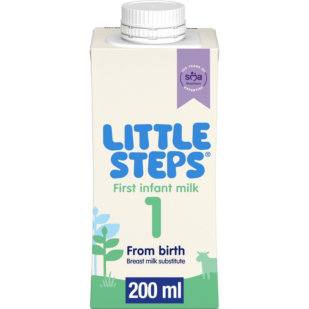 SMA Little Steps by Ready To Drink First Infant Baby Milk from birth Ready-to-use milk 200ml, Pack of 12