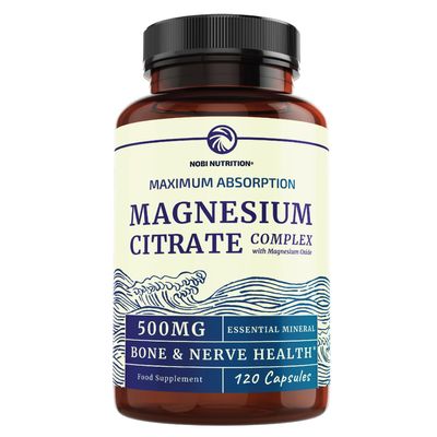 Magnesium Citrate Complex | 500 MG | High Absorption Magnesium Supplements for Calm, Relaxation, Regularity & Digestion Support with Elemental Magnesium | Gluten-Free, Soy-Free | 120 Capsules