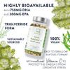 High Strength Vegan Omega 3 Capsules - 1500mg - 750mg DHA and 300mg EPA per Daily dose of 3 Softgels - 90 Omega 3 Vegan - from Sustainable Plant-Based Algae Oil view 3