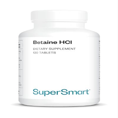 Betaine HCl - Supports Digestion, Nutrient Absorption, Detoxification, and Reduction of Gastric Acidity - Natural Gastric Acidifier - Vegan - SuperSmart
