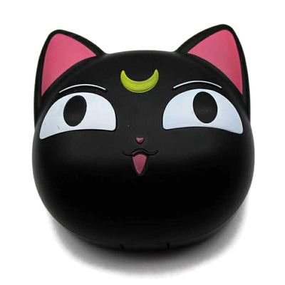 Cute Cat Shaped Contact Lens Case Mini Travel Simple Contact Lens Box Container Care Kit Mirror +Bottle + Tweezers Container Holder (Black)