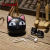 Cute Cat Shaped Contact Lens Case Mini Travel Simple Contact Lens Box Container Care Kit Mirror +Bottle + Tweezers Container Holder (Black) view 4