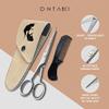 ONTAKI Professional Beard Moustache Scissors German Steel Comb & Carrying Pouch Hand Forged Bevel Edge Precision Mustache Comb Perfect Mens Facial Hair Grooming Kit for All Body Facial Hair (Satin) view 2
