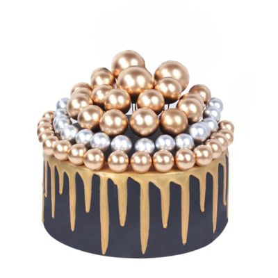 16pcs Gold Silver Pearl Balls Cake Pick DIY Cake Insert Topper Card Gift Cup Cake Paper Toothpick Wedding Birthday Party Cake Decoration