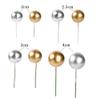 16pcs Gold Silver Pearl Balls Cake Pick DIY Cake Insert Topper Card Gift Cup Cake Paper Toothpick Wedding Birthday Party Cake Decoration view 2