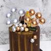 16pcs Gold Silver Pearl Balls Cake Pick DIY Cake Insert Topper Card Gift Cup Cake Paper Toothpick Wedding Birthday Party Cake Decoration view 4