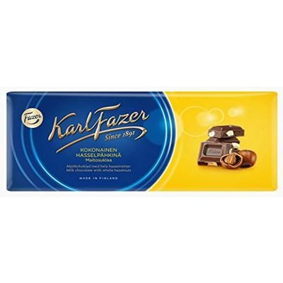 Fazer Karl Fazer Whole hazelnuts in milk Chocolate 19 bars of 200g