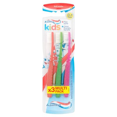 Aquafresh Kids 0-7 Years Soft Bristles Toothbrush, Pack of 3