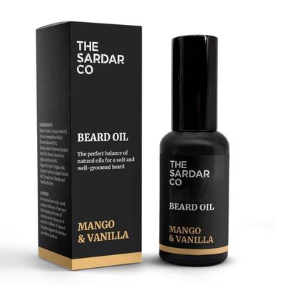 THE SARDAR CO Mango & Vanilla Beard Oil  Hydrate & Condition  Organic Argan & Jojoba for Growth, Softness & Nourishment  Long-Lasting Fruity Scent  30ml