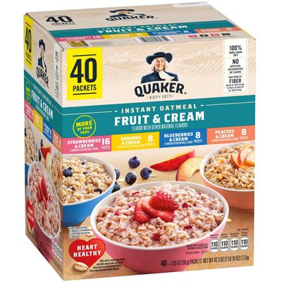 Quaker Instant Oatmeal Fruit and Cream Flavors 40 X 1.05 Ounce Net Wt 42.3 Ounce, 1200.0 g (Pack of 1)