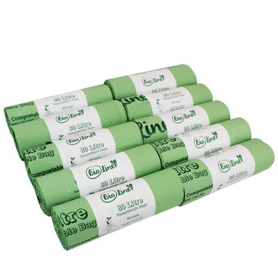 200 x 80L BioLiner Compostable Bags for Swing Bins & Dustbins (10 rolls) Food Waste Bin Liners - EN 13432 - Compostable 80L Swing-Bin Bags with Composting Guide