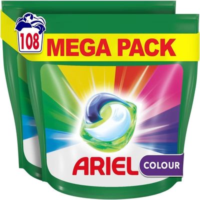 Ariel All-in-1 PODS Washing Liquid Laundry Detergent Tablets/Capsules, 108 Washes (54 x 2), Colour, Brilliant Cleaning In A Cold Wash, Protects Colours