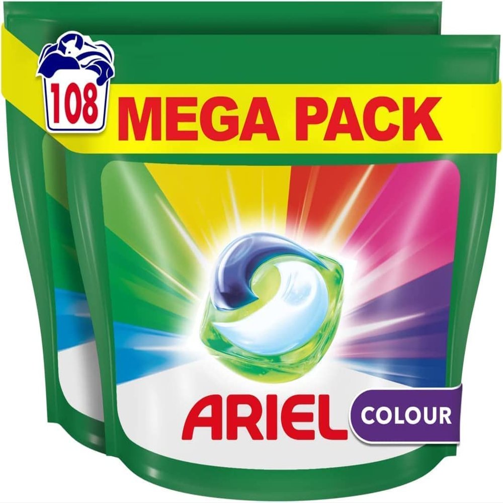 Ariel All-in-1 PODS Washing Liquid Laundry Detergent Tablets/Capsules, 108 Washes (54 x 2), Colour, Brilliant Cleaning In A Cold Wash, Protects Colours