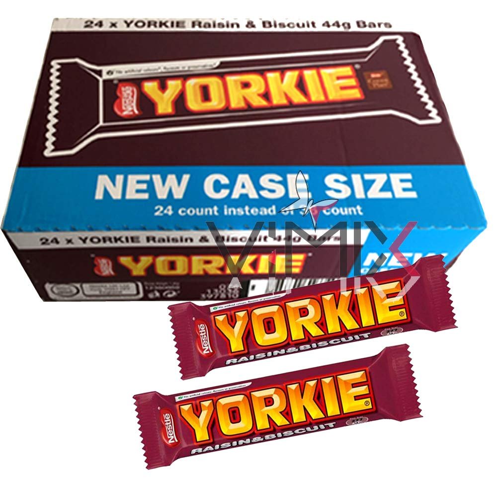 Nestle YORKIE Raisin & Biscuit BAR 24 x 44g Chocolate (New CASE Size)