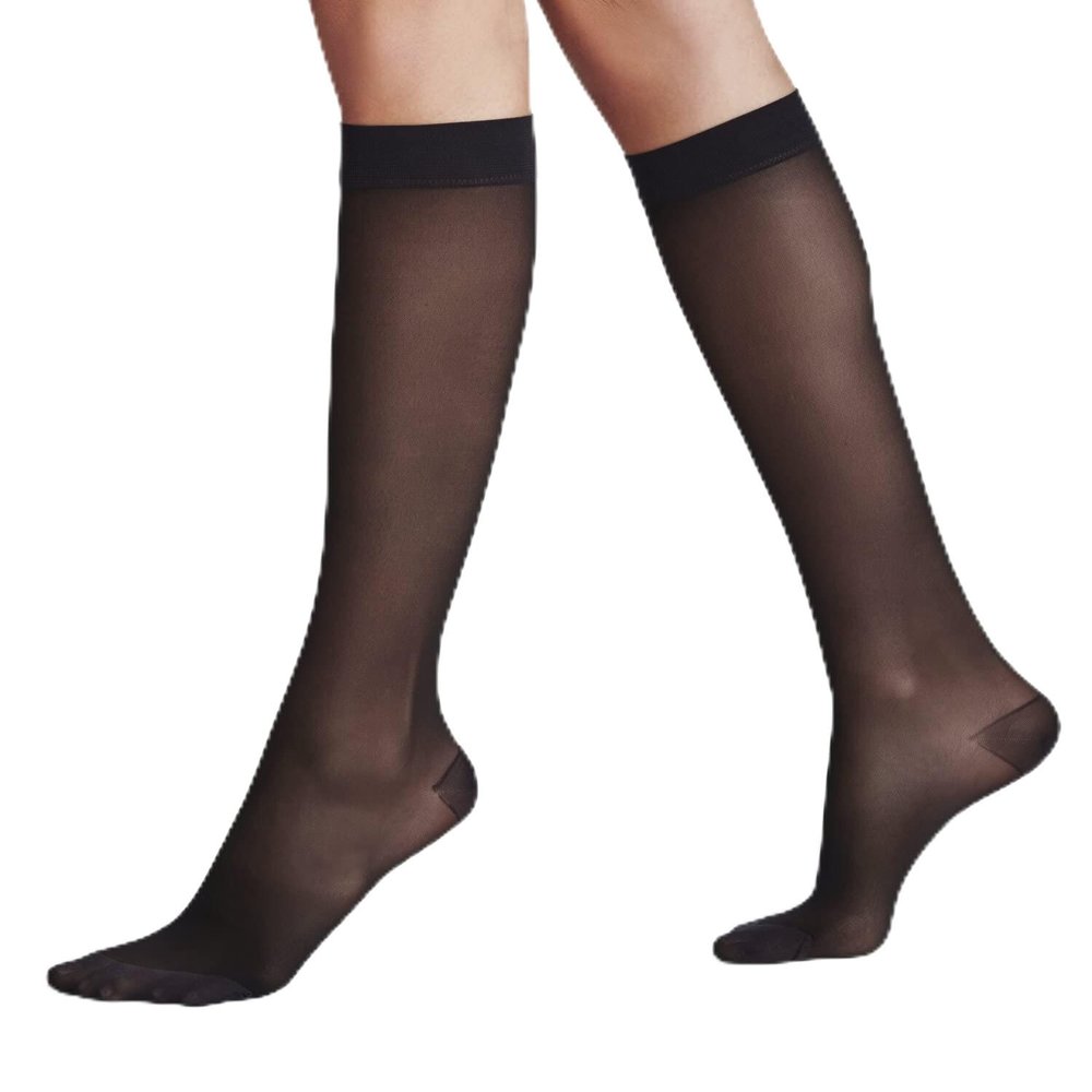 FALKE Women's Energize 30 DEN W Kh Sheer With Compression 1 Pair Knee-High Socks, Black 3009, 5.5-6.5