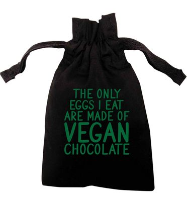 Flox Creative White Organic Large Drawstring Pouch Set of 6 Only Eggs I Eat Vegan Chocolate