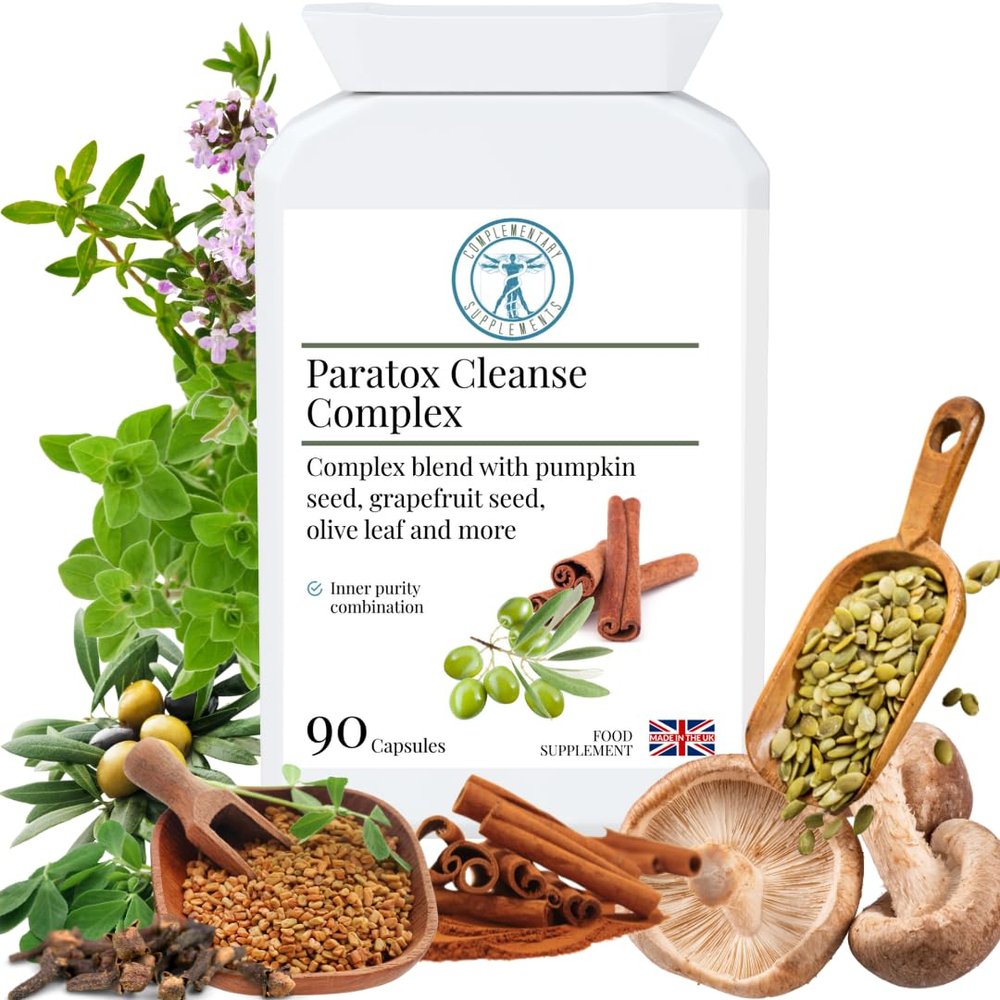 Complementary Supplements - Paratox Cleanse Complex  Concentrated Gut Health & Wellness Formula  Pumpkin & Grapefruit Seed, Garlic Extract, Oregano  90 Capsules