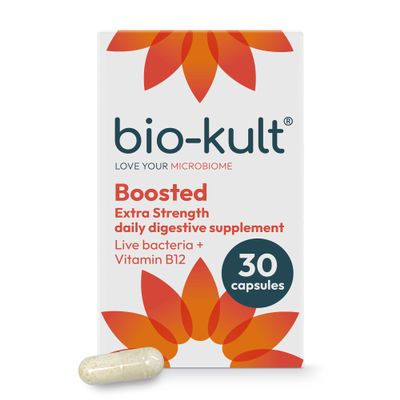 Bio-Kult Boosted Extra Strength Probiotic Supplement 14 Live Bacterial Strains with Vitamin B12 | Gut Health & Digestive Support | Suitable for Travel, Antibiotics & Pregnancy | 30 Capsules