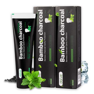2 Pack 240g Activated Charcoal Teeth Whitening Toothpaste - Teeth Whitener with Bamboo Charcoal Black Toothpaste, No Fluoride