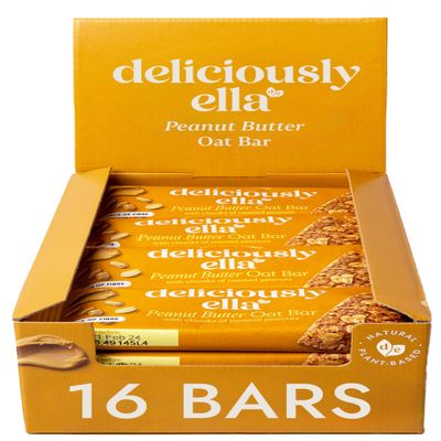 Deliciously Ella - Peanut Butter Oat Bar, Gluten-Free, Vegan Friendly, Healthy Snack, 50g (16 bars)