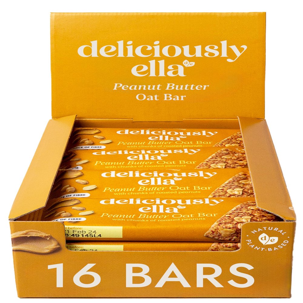 Deliciously Ella - Peanut Butter Oat Bar, Gluten-Free, Vegan Friendly, Healthy Snack, 50g (16 bars)