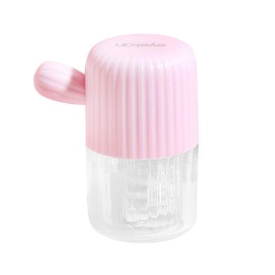 Contact Lens Cleaner, Plastic Contact Lens Cleaning Lenses Case, Manual Rotary Contact Lens Washer Cleaning Case for Daily Use (Pink)