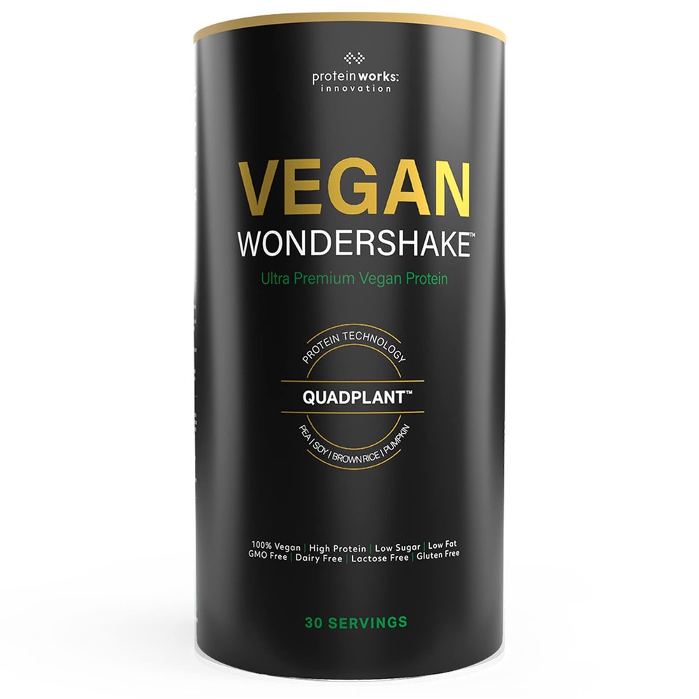 Protein Works - Vegan Wondershake, Multi-Award-Winning Vegan Protein Shake, QuadPlant Protein Blend, Ultra Smooth & Creamy, Low Calorie, Under 1g Fat & Sugar, 30 Servings, Cookies & Cream, 750g