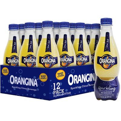 Orangina Sparkling Fruit Drink Made with Real Orange Pulp (14.2oz Plastic Bottles (Pack of 12))