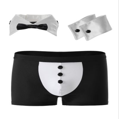 EDENIGHT Mens Butler Lingerie Underwear Waiter Gentleman Costume Cosplay Outfits - Black - One Size