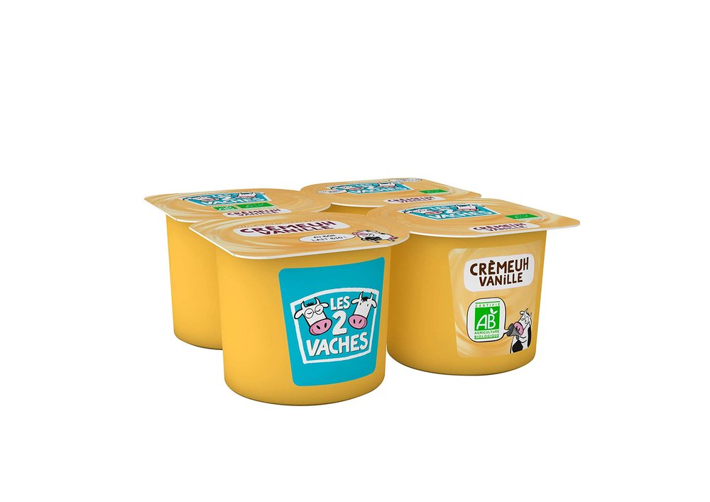 Les 2 Vaches Yogurt, Vanilla Cream, 4 x 95 g