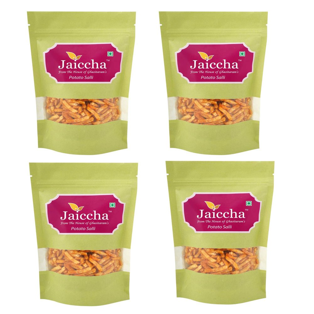 Jaiccha Ghasitaram Potatao Salli (Aloo Lachha) 400 GMS in Green Paper Pouch